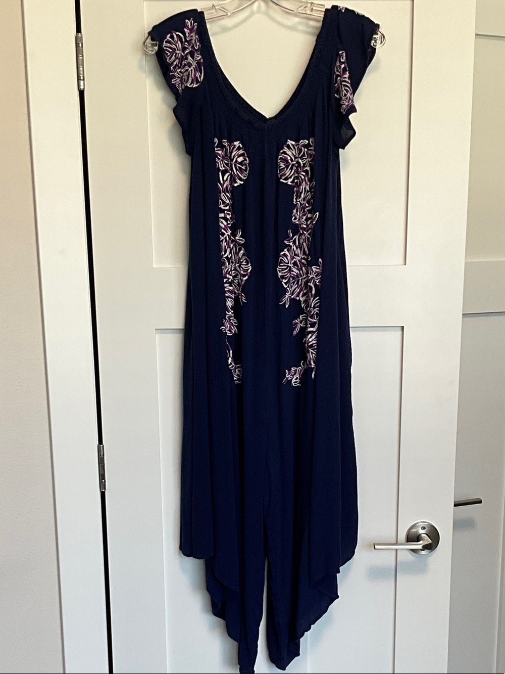 Free People Navy Blue Embroidered Jumpsuit